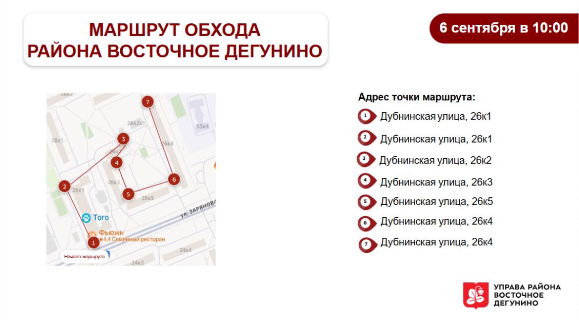 Субботние обходы главы управы 06.09.2025
